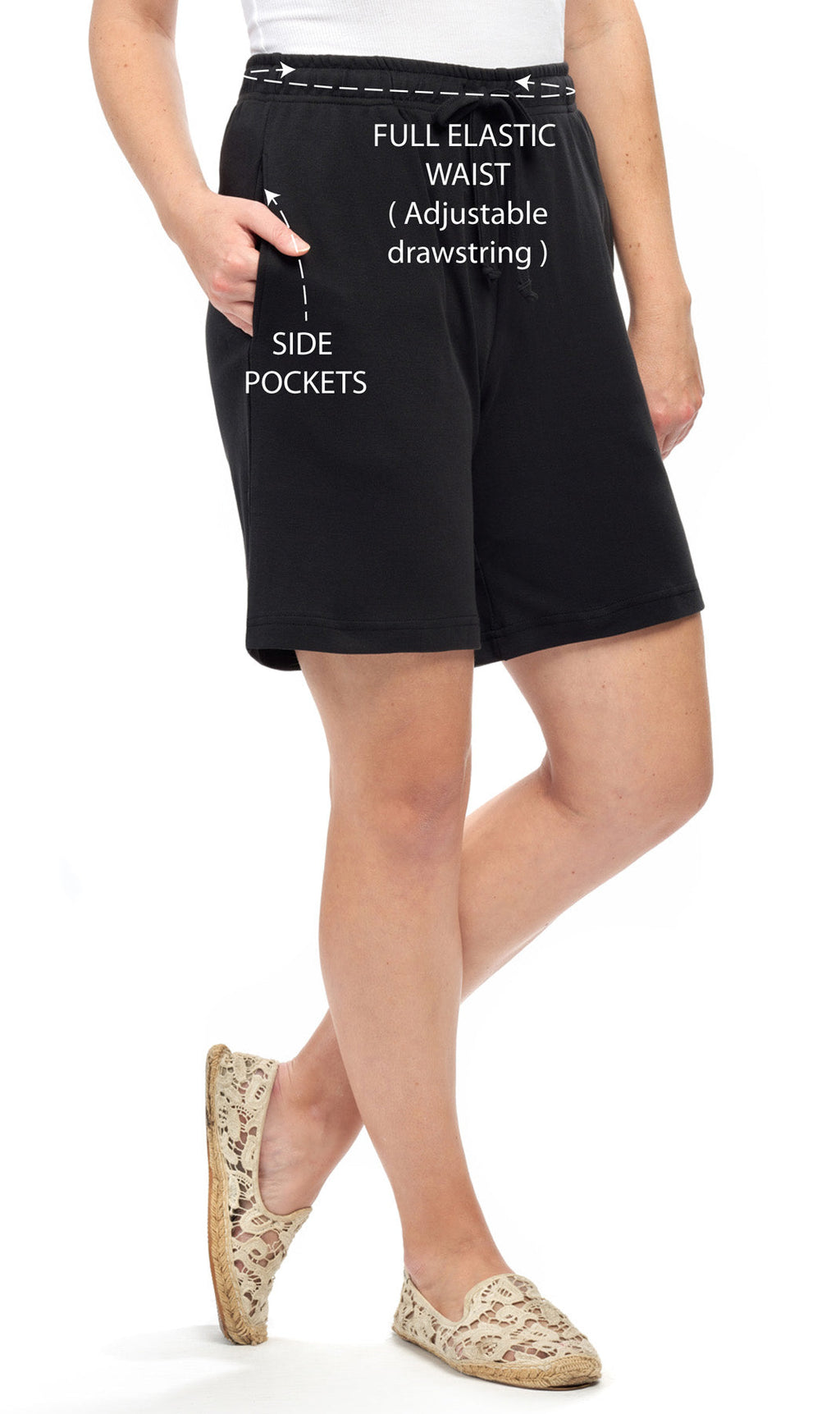 Women's Interlock Knit cotton Shorts with Elastic Waist and Adjustable Drawstring | Tracy's Unique Place