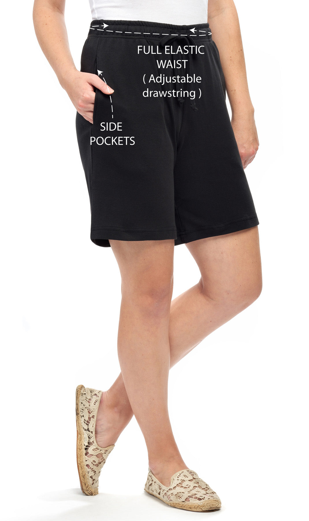 Women's Interlock Knit cotton Shorts with Elastic Waist and Adjustable Drawstring | Tracy's Unique Place