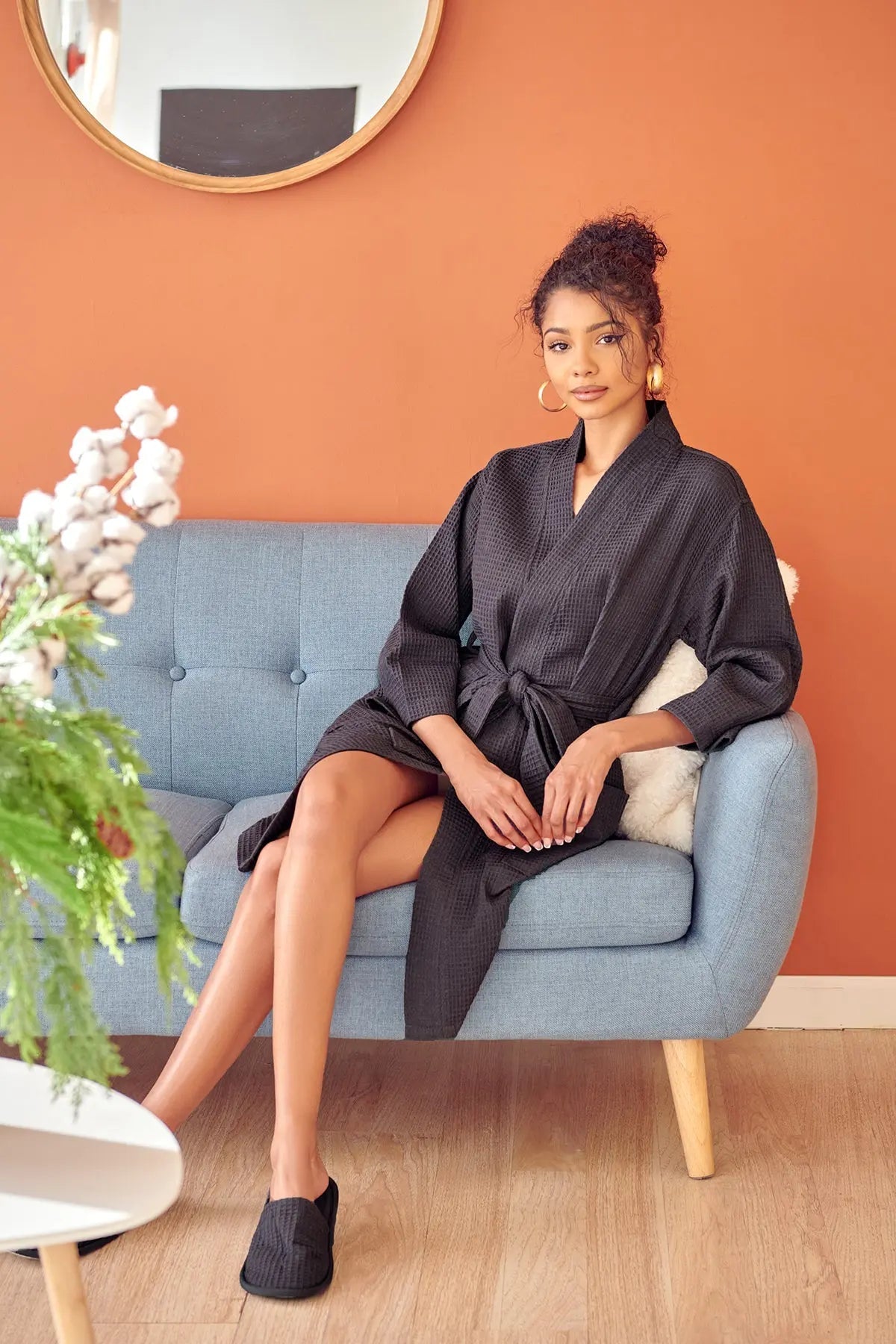 Knee-Length Waffle Women's Robe | Tracy's Unique Place