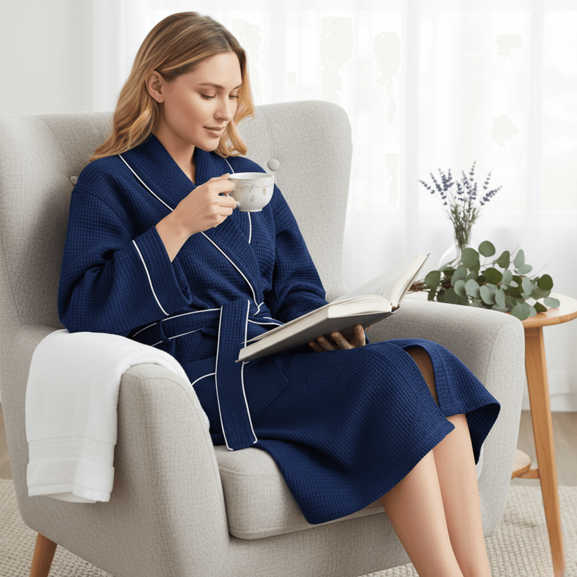 Knee-Length Waffle Women's Robe | Tracy's Unique Place