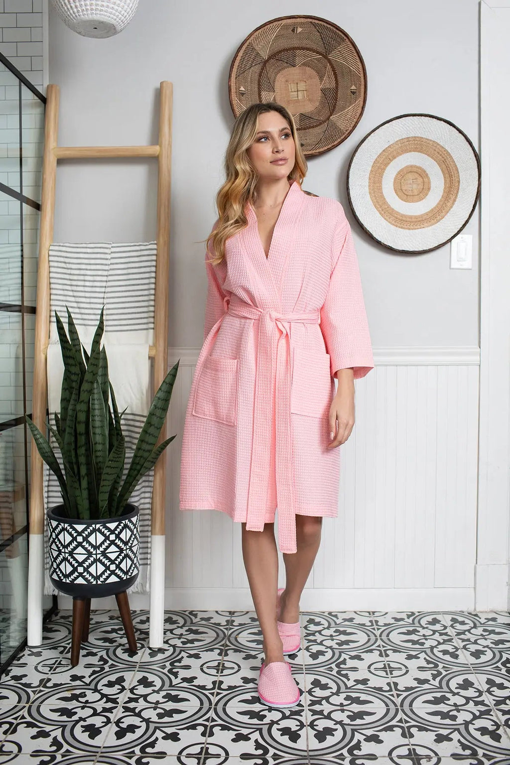 Knee-Length Waffle Women's Robe | Tracy's Unique Place
