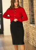 Quinn Black Knit Midi Skirt - | Tracy's Unique Place