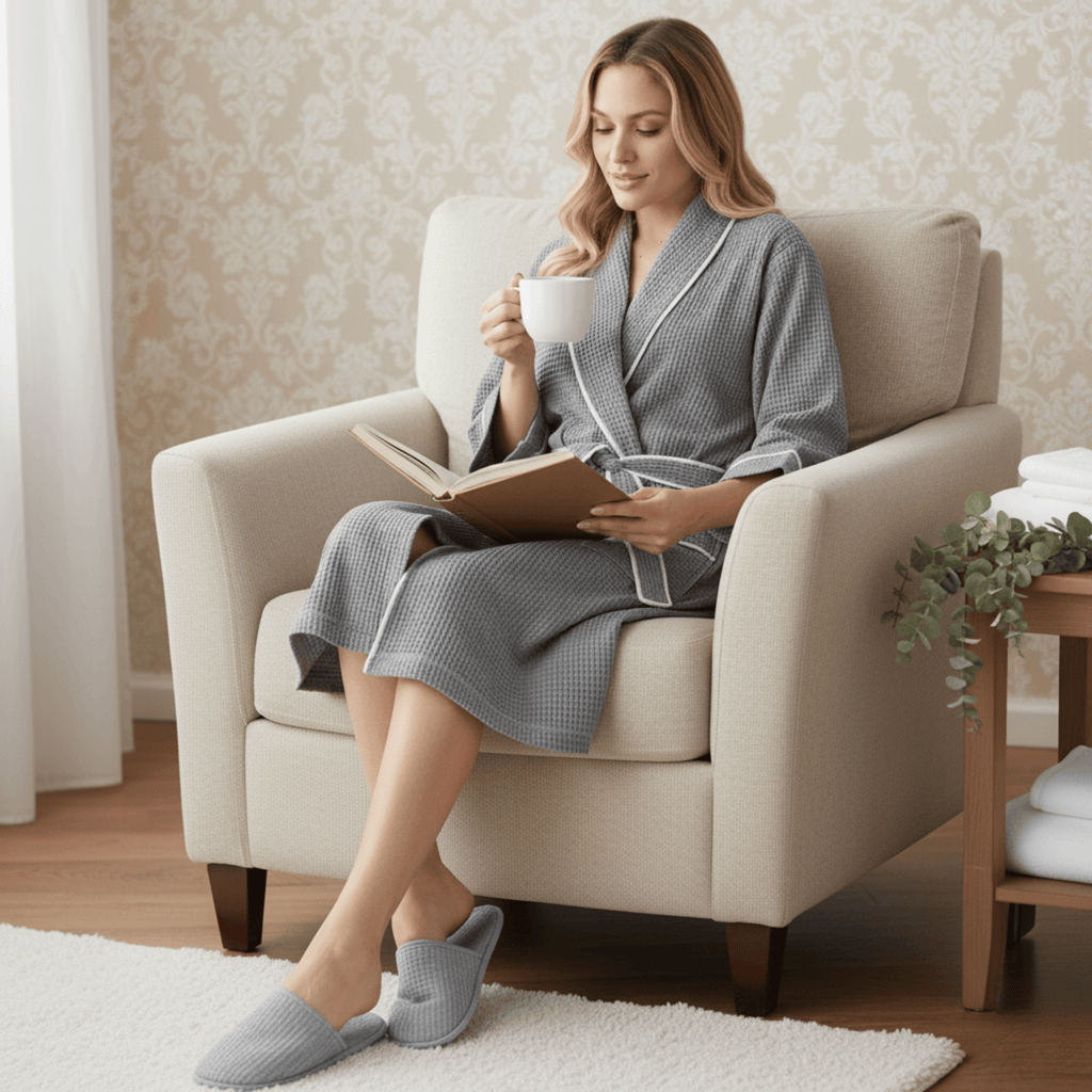 Knee-Length Waffle Women's Robe | Tracy's Unique Place