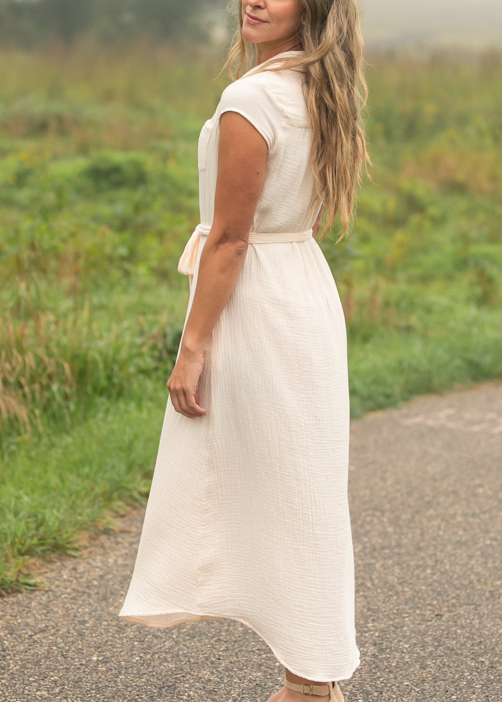 Willow Blush Pink Cotton Gauze Midi Dress | Tracy's Unique Place